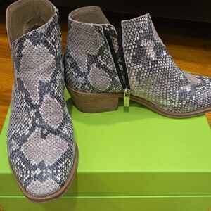 Vince Camuto Gray Snakeskin Ankle Booties